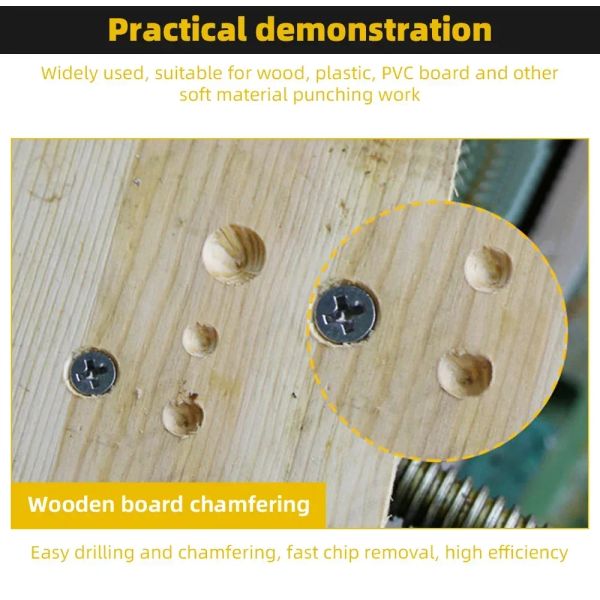 6 flûtes à 90 degrés Counter Drill Chanfre Bit 1/4 