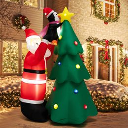 Árbol de Navidad inflable de 6 pies Papá Noel con soplador de aire LED