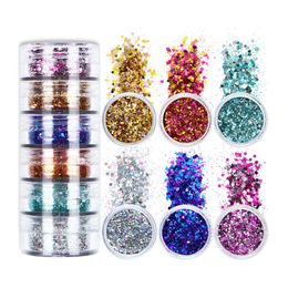 Bouteille connectée à 6 grilles, couleurs mélangées, paillettes pour Nail Art, cristal chaud transfrontalier, extension d'armure remplie de bijoux à paillettes