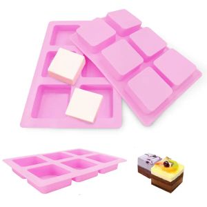 6 roosters vierkante cake bakvormen DIY ijs kaas chocolade siliconen mal herbruikbare koude zeep mal keuken bar bak tool TH1362