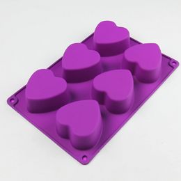 6 Gat Hartvormige Bakken Cakevorm Jelly Ice Tray Biscuit Mold Handgemaakte Zeep Liefde Siliconen Mal CPA5735 JN02