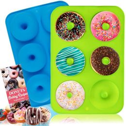 6 holes cake schimmel 3D siliconen donut mallen niet -stick bagel pan pature chocolade muffins donuts maker keuken accessoires tool fy2675 p1110
