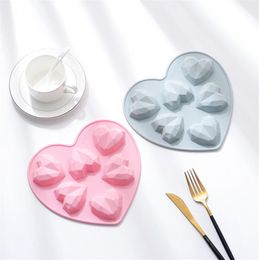 6 gaten hartvormige siliconen cakevorm diy chocolade pudding mallen ijs kubus lade bakken tool fondant desserts decoreren