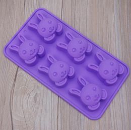 6 Gaten Silicagel Konijn Cakevormen Konijnen Vorm Siliconen Brood Pan Ronde Vorm Mold Muffin Cupcake Bakken Pannen SN5295