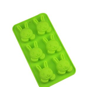 6 trous Gel de silice lapin gâteau moules lapins forme Silicone pain Pan forme ronde moule Muffin Cupcake cuisson casseroles SN4483