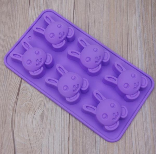 6 trous Gel De Silice Lapin Gâteau Moules Lapins Forme Silicone Pain Pan Forme Ronde Moule Muffin Cupcake Casseroles SN5295