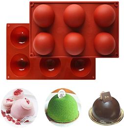 6 trous Moule de silicone pour gâteau au chocolat Pudding Pudding Handmade Savon Round Forme Semi Sphère Silicone DIY Mold9988591