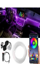 6 in 1 6M RGB LED auto-interieur omgevingslicht glasvezelstrips licht met app-bediening auto sfeer decoratieve lamp5572181