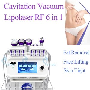 6 in 1 Cavitatie Afslanken Machine Gezicht Lifting Vacuüm RF Lichaam Vormgeven Lipolaser Gewichtsverlies Cellulitis Vermindering