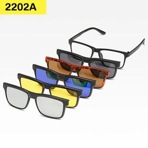 6 en 1 Clip sur lunettes hommes femmes TR90 polarisées optiques lunettes de soleil magnétiques Clip aimant lunettes de soleil lunettes de vue cadre 240201