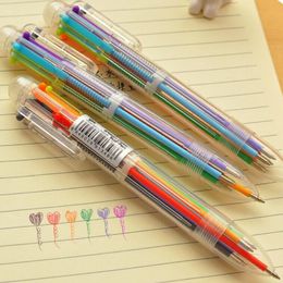 6 en 1 stylos colorés nouveauté multicolore stylo à bille presse stylo rouge multifonction papeterie fournitures scolaires LX3793