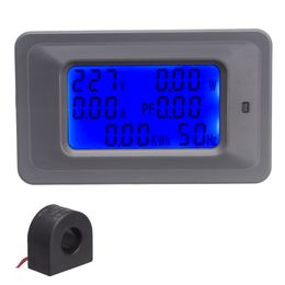 6 po en 1 voltmètre AMMETTER AC TESTER TESTER 100A / 20A 110 ~ 250V Moniteur de panneau LCD HZ Montorat d'énergie Power