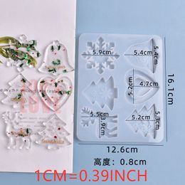 6 In 1 Epoxy Resin Molds Christmas Tree Snowflake Elk Love Keychain Hanghanger Siliconen Mold Resin Christmas Decorations For Home