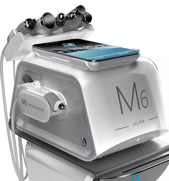 6 en 1 Hydra Microdermoabrasión Oxígeno Jet Peel RF Ultrasonido Máquina de dermoabrasión de agua para el cuidado de la piel Limpieza facial Anti envejecimiento Equipo de belleza de elevación facial