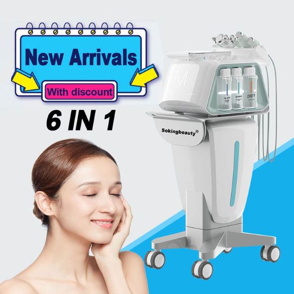 6 en 1 hydra microdermabrasion Ultrasonic aqua facial peeling jet d'oxygène eau dermabrasion h2o2 Exfoliants Machine de traitement de l'acné