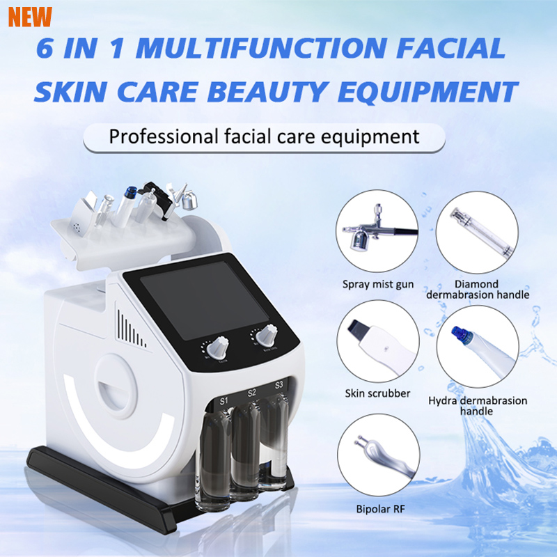 6 I 1 väte Syre hydratisering av vatten dermabrasion Machine Ansiktshudskrubber Blackhead Borttagning Skin Lyftar Whiten Device