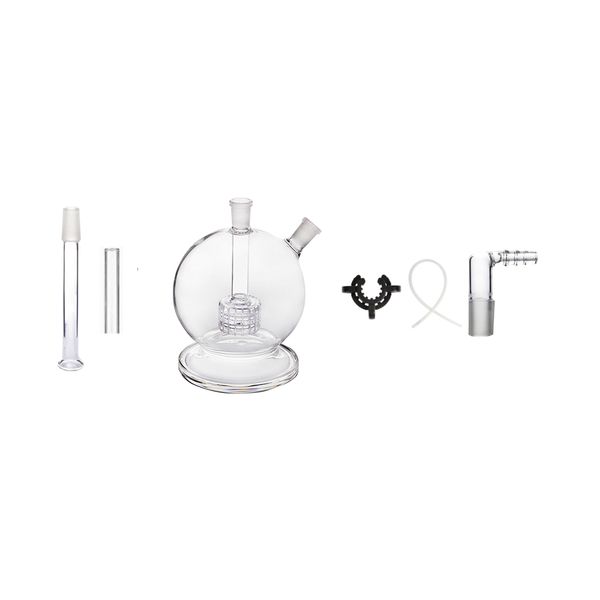 6 en 1 Kit de vidrio 14 mm Mega Globe Flat Earth Versión Glass Water Bong Pipe Dab Rig con base