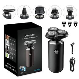 6 po en 1 hommes de toilettage kit de rasage électrique humide de rasage de barbe de nez rasoir rasoir rasage de tête chauve rechargeable machine à rasage 240420