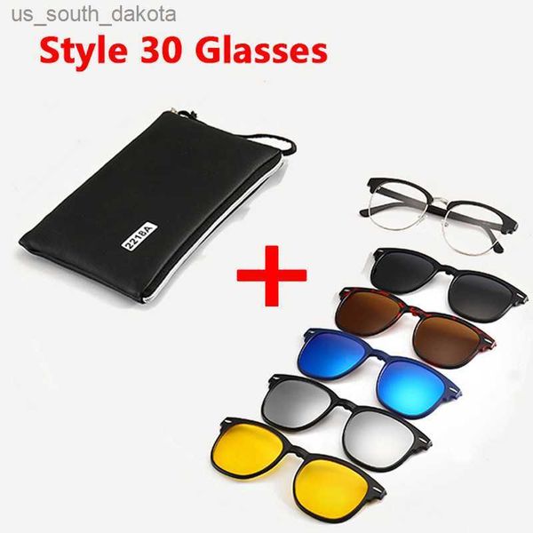 6 en 1 hommes polarisés optique magnétique lunettes de soleil Clip aimant Clip sur lunettes de soleil Polaroid Clip sur lunettes de soleil avec boîte L230523