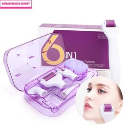 6 in 1 Microneedle Derma Roller Kit voor Gezicht Oog Lichaam 3007201200 Rolling Systeem Microneedling Schoonheidsverzorgingstool 240106