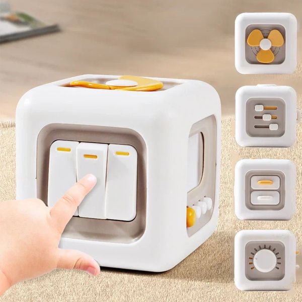 6 In 1 Montessori Cube Toys Sensory Busy Bank Baby Practice Skills Drawer Cube Fidget Educational Toys for Girl Boy 240509