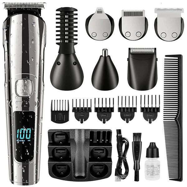 6 en 1 kit multi-toilettage pour hommes Rasage de barbe rechargeable pointes sans fil poignets coupes tondeurs de carrosserie au nez coiffure du nez 240408