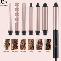 6 po Hair Curler professionnel Curler longue durant le chauffage rapide Curling Iron Wave Wands Rotating Hair Styling Appliances 9-32mm 240327