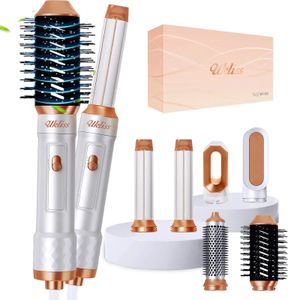 6 en 1 qualité sèche-cheveux brosse brosse à air pour friser et lisser les cheveux peigne à cheveux droit automatique style sèche-cheveux 240227