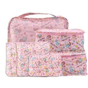 6 en 1 Set Cartoon Melody Twin Stars emon Sacs Organisateur de voyage Tissu Sous-vêtements Soutien-gorge Chaussettes Sacs de rangement Y200714