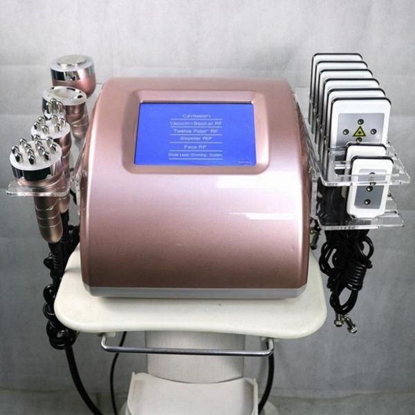 6 EN 1 máquina de adelgazamiento por cavitación ultrasónica eliminación de arrugas por radiofrecuencia multipolar rf lifting corporal lipolaser liposucción equipo de masaje al vacío