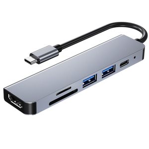 6 en 1 USB HUB C HUB USB C Tipo-c a USB 3.0 Base compatible con HDMI para MacBook Pro Para Nintendo Switch Divisor de USB-C Tipo C 3.0