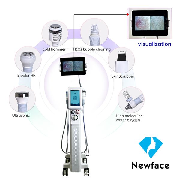 6 en 1 machine de microdermabrasion visuelle Diamond Peeling hydrodermabrasion Jet d'eau Aqua Machine de dermabrasion faciale pour Spa Salon Clinique CE