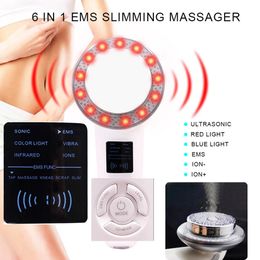 FreeShipping 6 In1 LED Cuerpo Adelgazante Masajeador Pantalla digital Quemador de grasa Pérdida Ultrasonido Cavitación Anti Celulitis Dispositivo infrarrojo