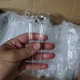 6 pulgadas / 15 cm Tubo de vidrio transparente Bola de 30 mm Aceite Quema de uñas Pipas para fumar Quemador de aceite de vidrio Pyrex Tubo para fumar