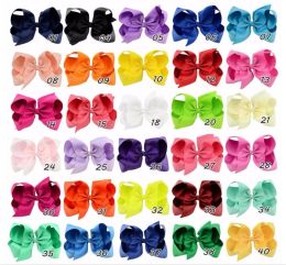 Pinces à cheveux colorées pour enfants filles, 6 pouces, 40, grand ruban solide, avec grandes épingles à cheveux, pinces à cheveux Boutique, accessoires pour cheveux BJ