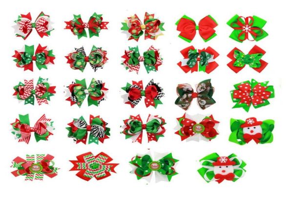 6 pouces de Noël gros nœuds Hiar pour les filles ruban de Père Noël bonhomme de neige vacances tenues assorties vêtements de cheveux de Noël pour enfants 24 modèles 3551616