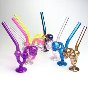 6 inch kleurrijke glazen oliebrander waterpijp pijp met dikke Pyrex glazen schedelschalen oliebrander bongs hand standable pijpen