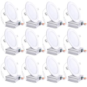 Panneau lumineux LED intégré à intensité variable de 6 pouces, 12W, éclairage d'intérieur encastré avec boîte de jonction