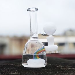 6 inch glazen bong waterpijp waterpijp met 14mm kom cool recycler heady dab rig witte kleur olie tuig bubbler