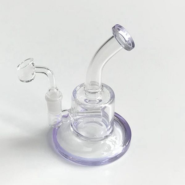 Bongs en verre de 6 pouces narguilés en ligne Perc tuyau d'eau de 5 mm d'épaisseur 14mm joint femelle huile Dab mini plates-formes 4mm Quartz Banger Bong avec bol