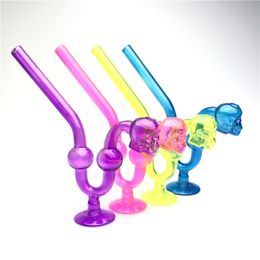 Tubo de agua de aceite de vidrio de 6 pulgadas Tubo de agua fumando con tazones de cráneo de vidrio pyrex espesas