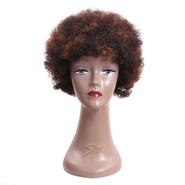 Peluca afro rizada rizada de 6 pulgadas, pelucas cortas para mujeres, pelucas de Cosplay de fibra de baja temperatura de pelo sintético