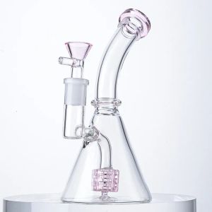 6 pulgadas Mini Hookah Tuberías de agua Dab Rig Plataformas petroleras con tazón Vaso de vidrio Bong 14 mm Conjunto Cabezal de ducha Perc Embriagador Rosa Pequeño Bongs Tubería LL