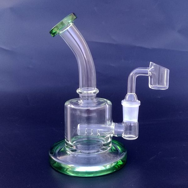 6 pulgadas Mini Recycle Rigs Glass Beaker Bong Inline Perc Hookahs Dab Rigs Tubo de agua de 5 mm de espesor con cuarzo Banger En stock Cs181