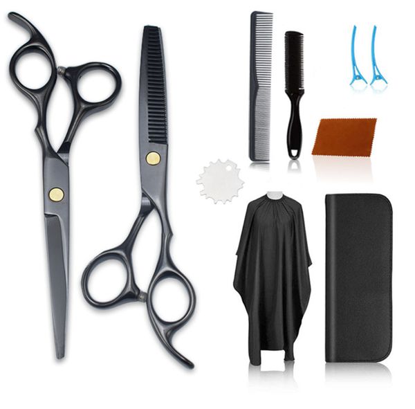 Juego de tijeras de peluquería profesional de 6 pulgadas, tijeras planas y tijeras de adelgazamiento para cortar el cabello, variedad de estilos disponibles, perfectas para barberos y uso doméstico