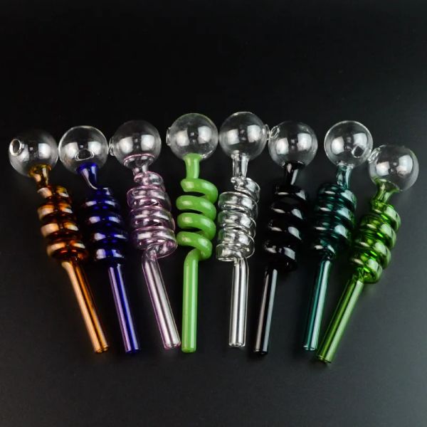 6 pouces Pyrex Verre Brûleur À Huile Tuyaux Mini Petite Cuillère Tuyau Borosilicate Printemps Bubblers Handpipes Boule Balance Raccords Fumer LL