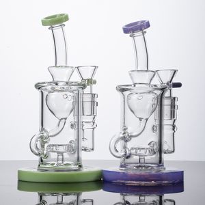 6 pouces petite main Bong Klein Recycler narguilés Torus verre Bongs pomme de douche Perc Dab Rigs vert violet capiteux conduites d'eau en verre avec bol commun de 14 mm