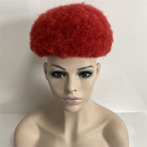 6 pouces de remplacement de cheveux humains vierges brésiliens 4mm rouge Afro toupet 8x10 unité de dentelle complète pour hommes