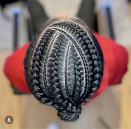 6 inch Indian Virgin Human Hair Vervanging #1b Zwart 6x8 Kant met PU Vlechten Toupet voor Black Man