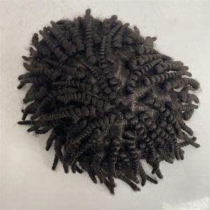 6 pouces péruvien Remy cheveux humains postiche # 1b Afro tresses AUS toupet 8x10 dentelle avec unité PU pour hommes noirs